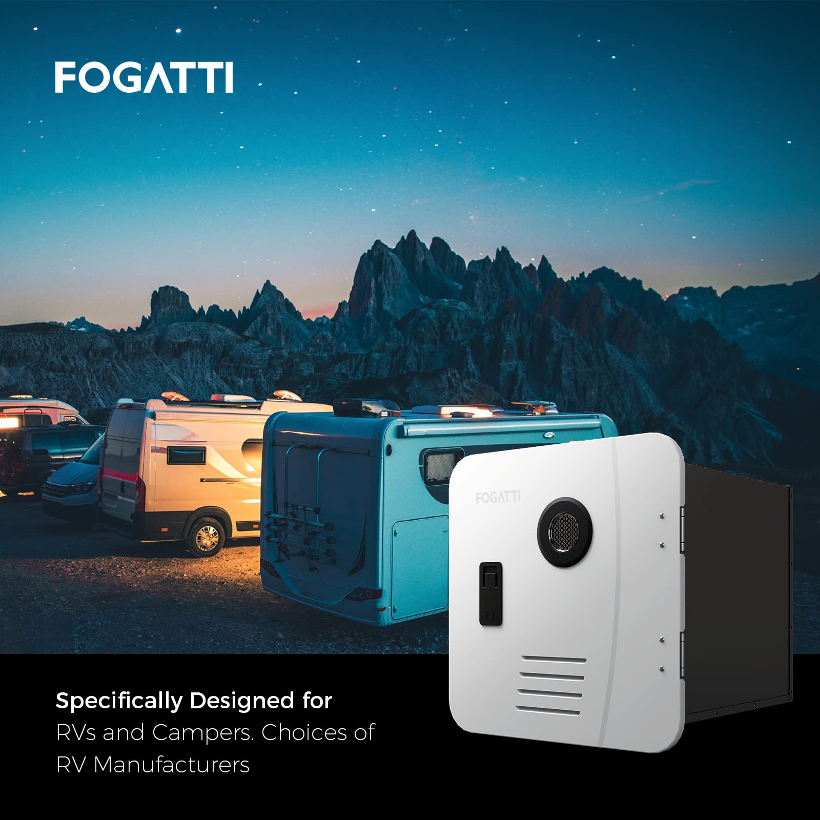 Fogatti Tankless RV Water Heater 3.5GPM 55000BTU with 15" x 15" White