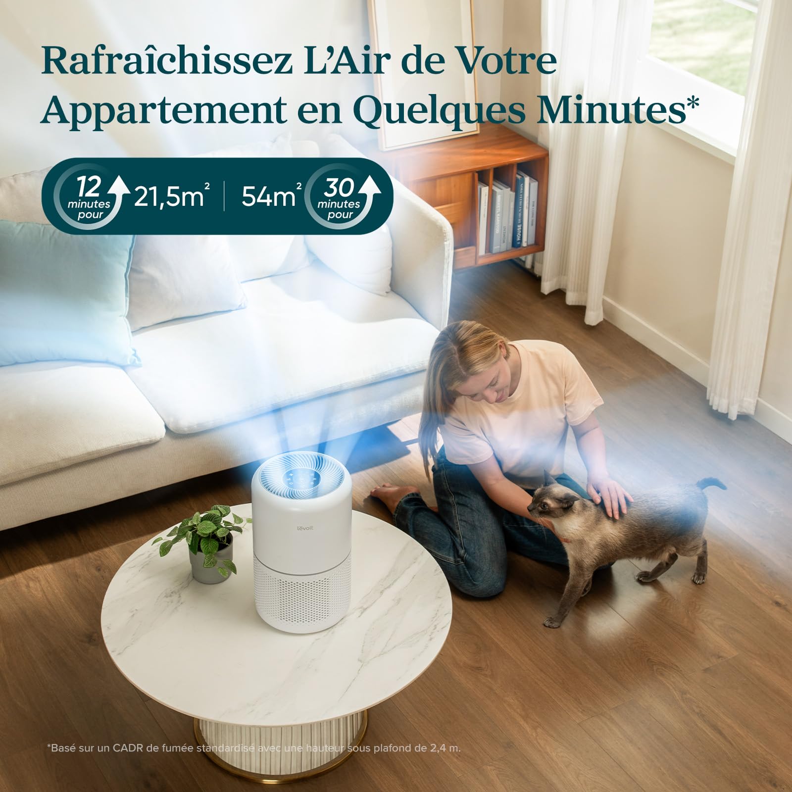 LEVOIT Purificateur d'Air HEPA Intelligent contre Allergie Pollen & Graminée, Purifier jusqu'à 50㎡, Surveille La Qualité de l'Air, Contrôle par App Alexa, 22dB Silencieux, Core 300S