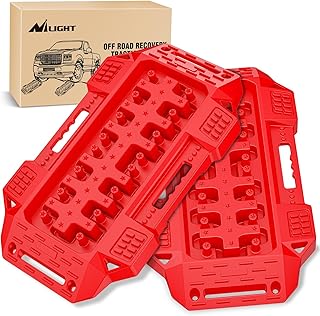 Nilight Recovery Offroad Traction Boards Mini Short Emergency Tire Tracks Mats For 4WD 4X4 ATV UTV on Mud Sand Snow (2PCS Red)