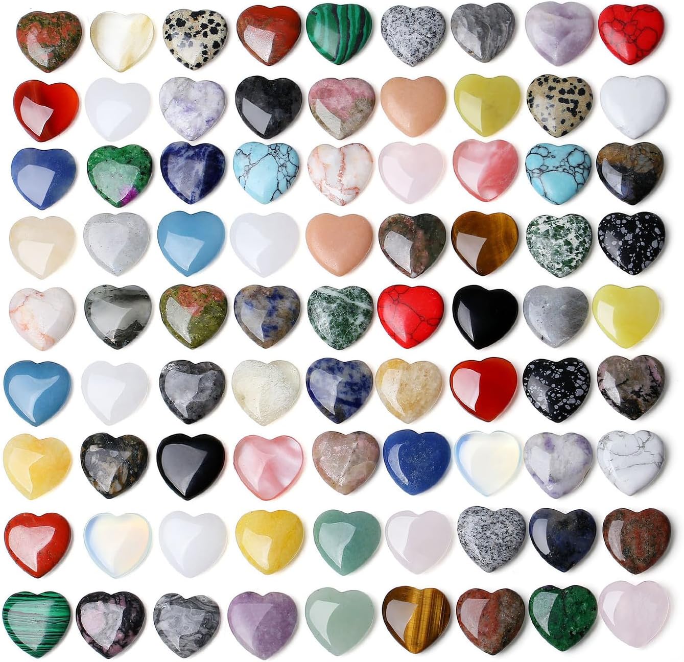 80 Pcs Colourful Healing Crystals Heart Stones Crystals Set for Beginners,Cute Assorted Crystals Gemstones Wholesale Reiki Crystals Gifts