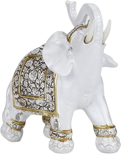 Vista 2 de Animal Elephant Statue Decoration, Wealth Lucky Elephant Figurine, Lucky Elephant Figurine Home Office Decor (Golden Porcelain Medium