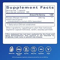 Vista 2 de Pure Encapsulations Bacopa Monnieri Suplemento para el cerebro, la memoria, la concentración y el estrés.* 180 cápsulas
