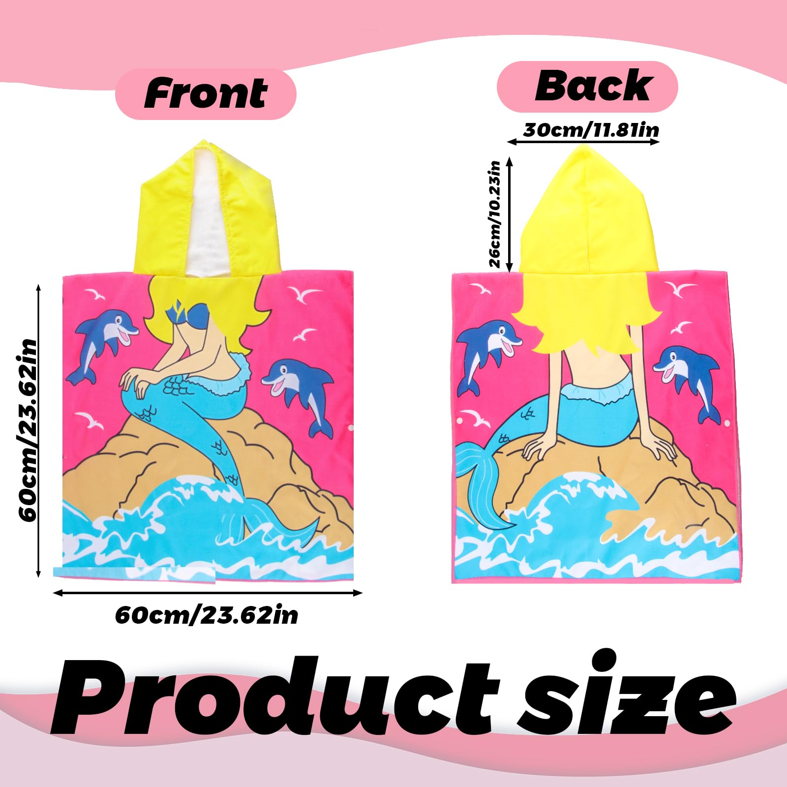 Poncho Spiaggia Piscina Poncho Asciugamano Bambini Hillylolly - Telo Mare Con Cappuccio In Microfibra Per 2-8 Anni Accappatoio Poncho Infantile