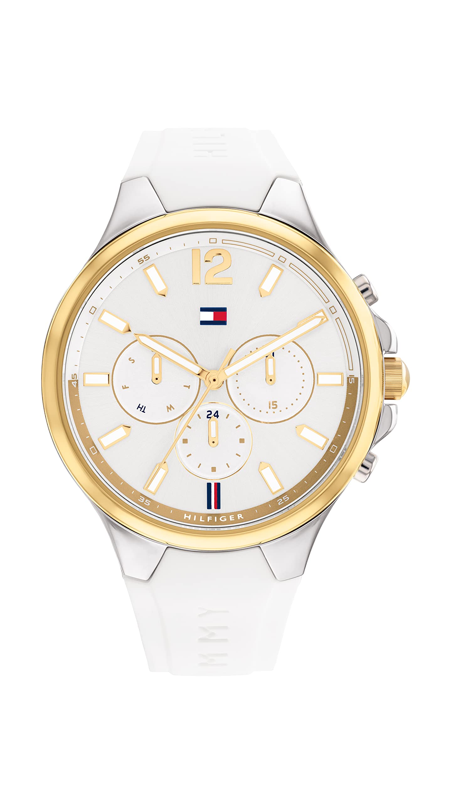 Sienna Quartz Multifunction Silver Dial White Silicone Strap Watch for Women-image-14