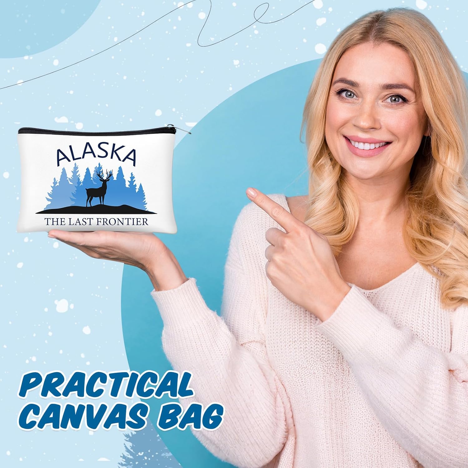 Reginary 6 Pcs City Cosmetic Bag Souvenir Gifts New York Zipper Pouch Chicago Souvenir Seattle Boston Nashville London Paris Italy Alaska Gifts Memento for Women Traveler(Alaska) - Image 6