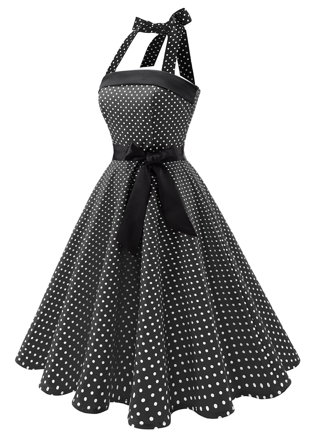 Timormode Abito Vintage Donne Vestito Cocktail 1950 Gonna retrò Estiva Rockabilly Allacciatura al Collo di Polka Dots Molti Colori