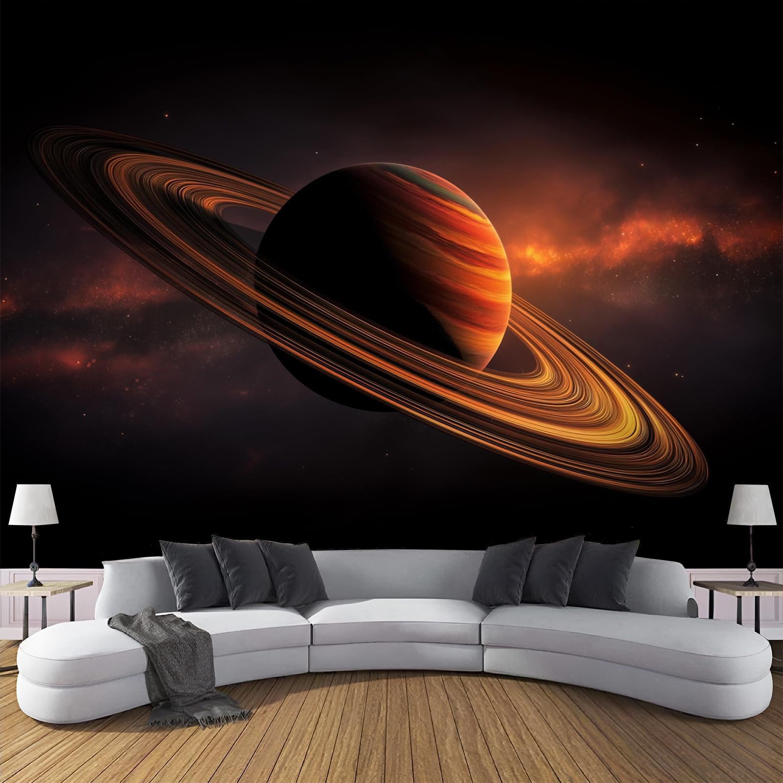 Mural de pared Saturno Astronomía Ciencia Ficción, Papel Pintado Fotográfico Seda, 350 x 256cm (ancho x alto) para Decoración del Hogar, Salón, Dormitorio, Habitación Infantil