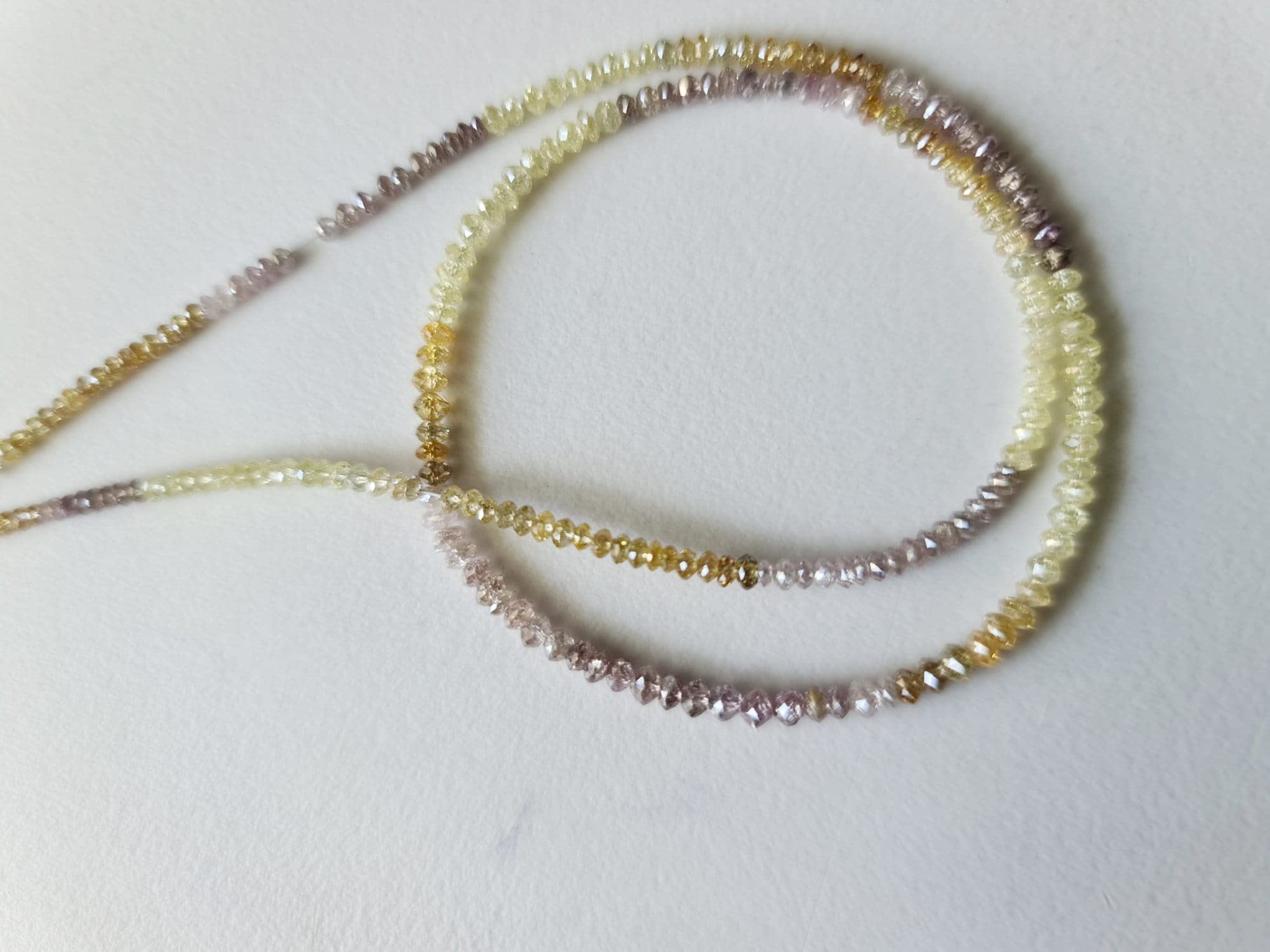 Donna Perline rondelle con diamanti sfaccettati scintillanti da 2-2,5mm rosa/arancione/giallo, perline rondelle con diamanti di colore misto (da 2IN a 4IN) - PPKK19, 2-2,5mm, 2 IN