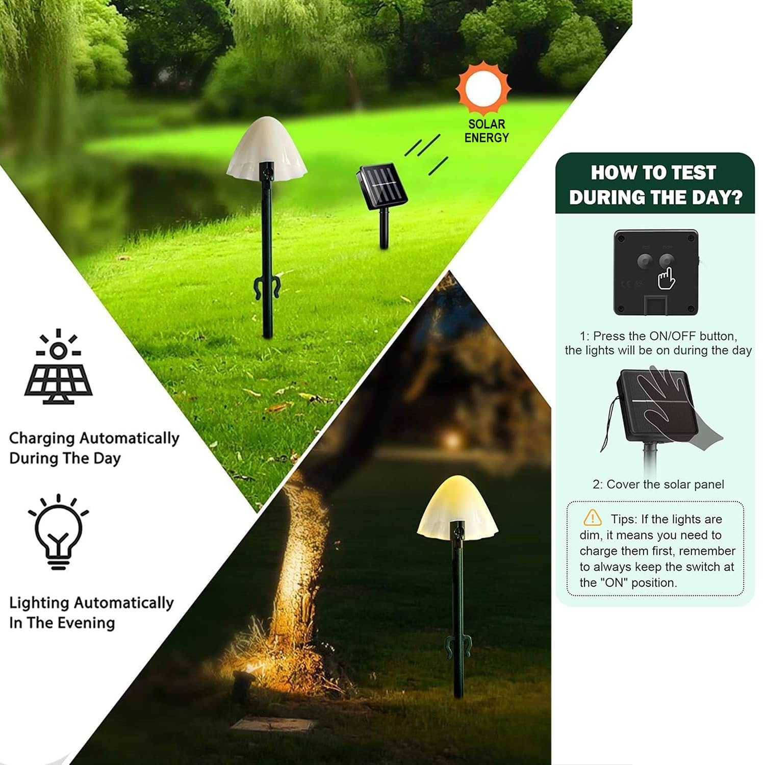 Lampada da esterno decorativa a energia solare in bambù vintage con vetro LED a forma di fungo per illuminazione del giardino, accentuando il cancello e il pilastro del vialetto - Cina Luci