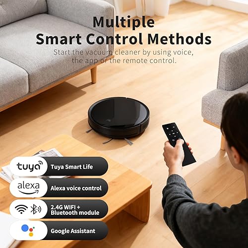 Miniatura 8 de Livvi Robot aspirador y trapeador combinado, 5000pa 2 en 1 robot de aspiradora con WiFiAppvoz, 120 minutos de tiempo de funcionamiento, súper