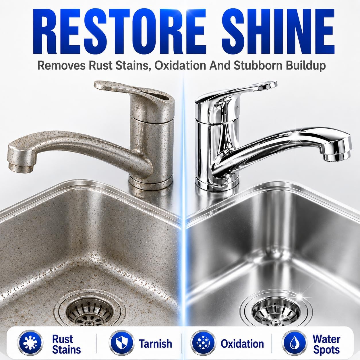 Metal Cleaner and Polish, Stainless Steel Cleaner & Rust Remover for Metal, Non Abrasive Tarnish Remover for Silver, Brass, Copper, Chrome, Sink, Appliances, Jewelry, Wheel & Golf Club Polish