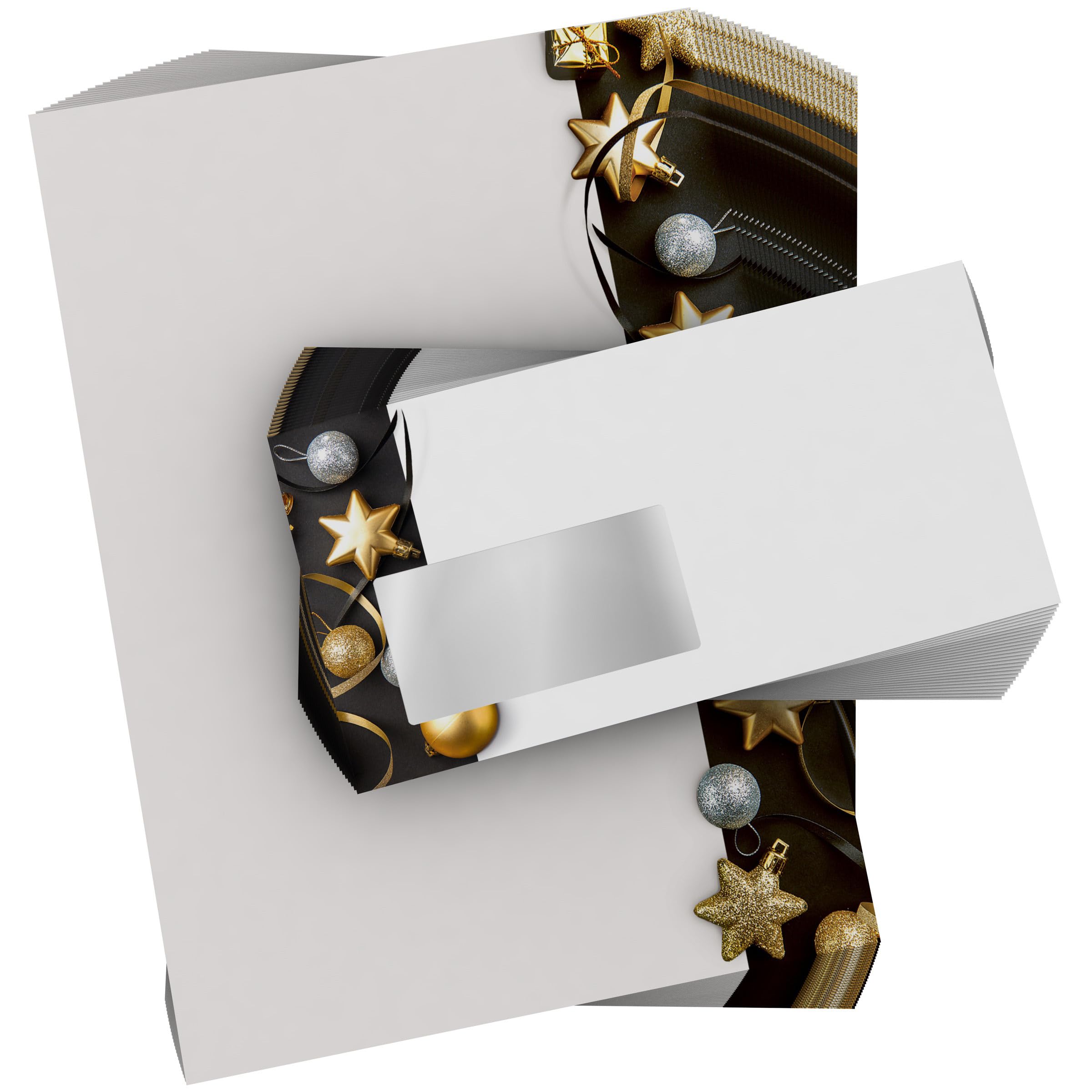 Weihnachtsbriefpapier-Set 100 Blatt A4 + 100 Kuverts mit Fenster