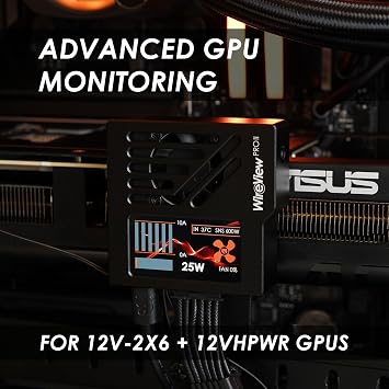 Thermal Grizzly WireView Pro II GPU Black Normal - GPU Monitoring Device for 12V-2x6 and 12VHPWR Graphics Cards with Per-Pin Current Monitoring, TFT-IPS Display and 90-Degree Cable Routing
