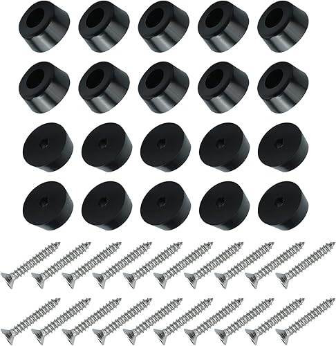 METALLIXITY Patas de goma para parachoques (0.83 x 0.47 pulgadas), 20 unidades, protectores redondos de suelo con arandela de metal y tornillos,