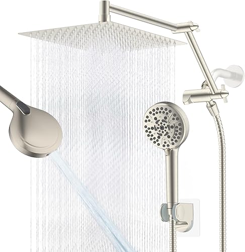 Miniatura 14 de iFealClear Cabezal de ducha filtrado de lluvia de metal, cabezal de ducha de lluvia de alta presión de 10 pulgadas con rociador de mano, lavado