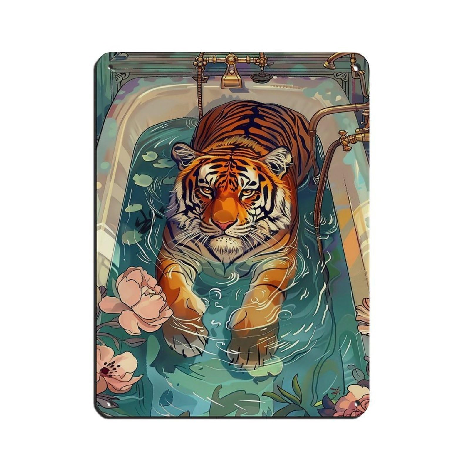 Poster for Matisse's Tiger on The Bathtub Retro Poster Metal Tin Sign Chic Art Retro Iron Painting Bar People Cave Cafe Family Garage Poster Wall Decoration 12x16inch(30x40cm)