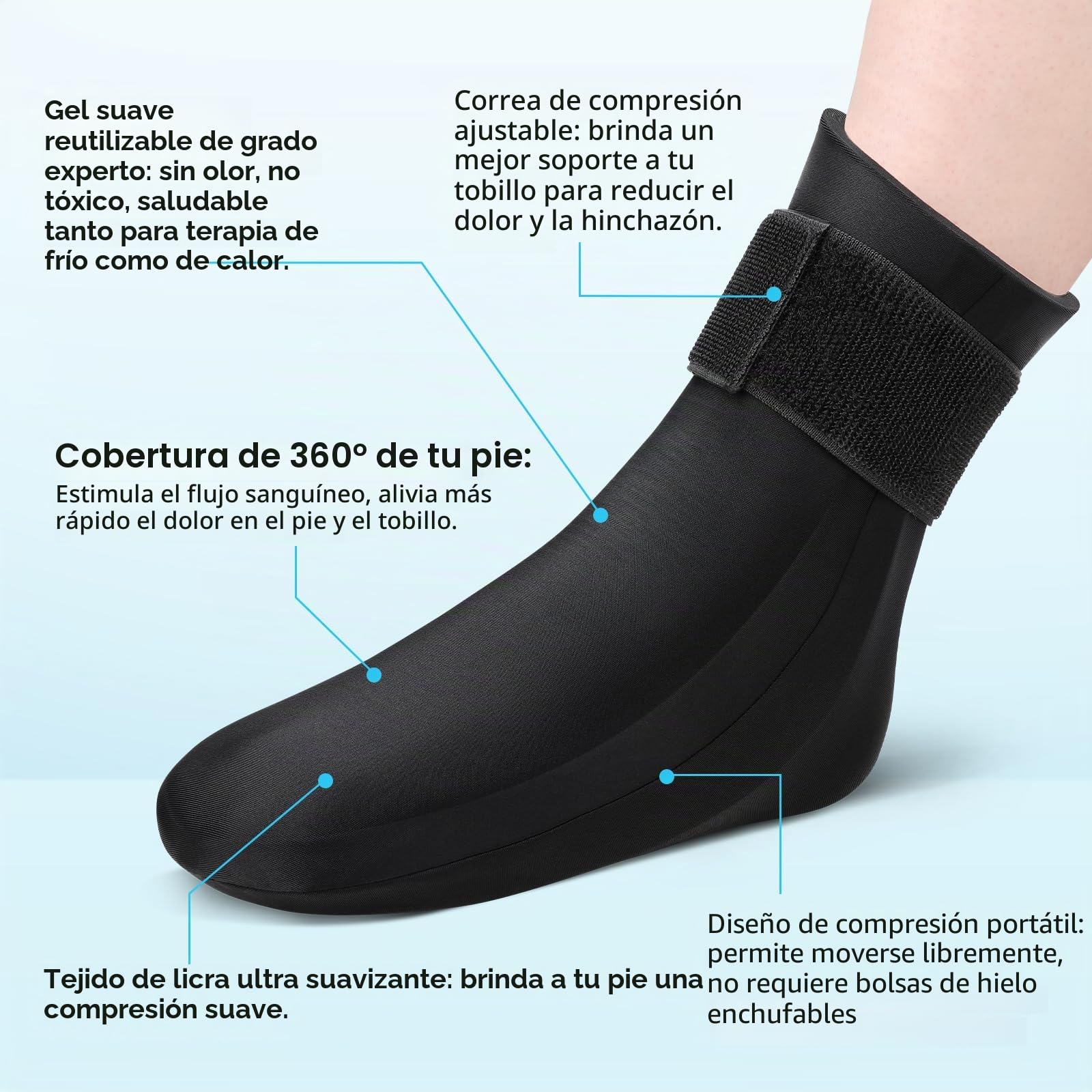 Calcetines de terapia de frío, reutilizables, paquete de hielo para pies, para lesiones, hinchazón, artritis, calcetines de hielo para pies (2pcs, M)