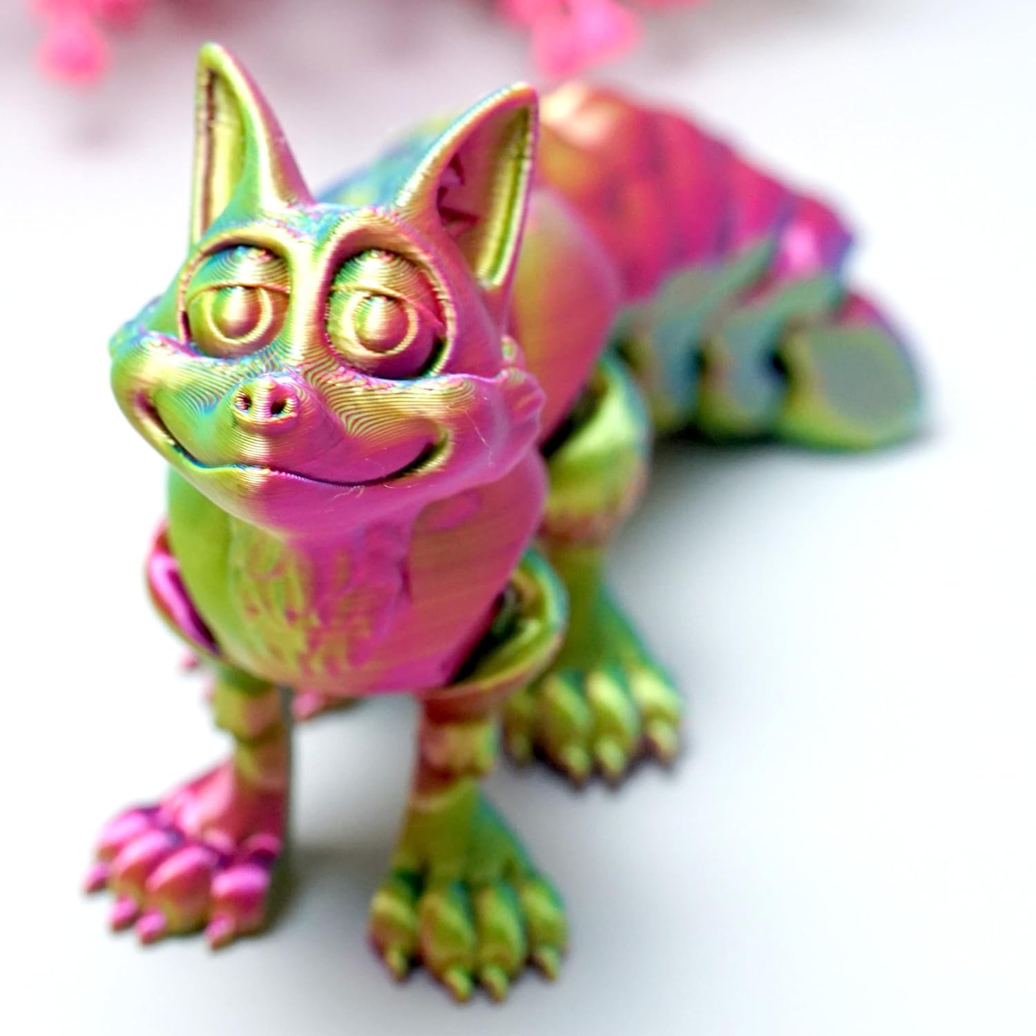 3D Printed Fox Model,Flexible Realistic Articulated Animal Fidget Toys,Mystery Figurines Gifts for Easter,Executive Desk Funny Décor and Festival Collectible,Easter Basket Stuffers (RYB)