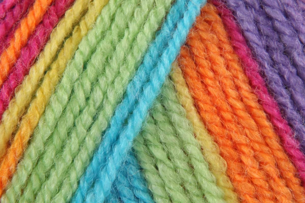 Stylecraft Merry Go Round DK Chrochet Yarn, 100% acrilico, colori vivaci, doppia lana per lavori a maglia stravaganti, gomitoli da 100 g, arcobaleno (3142), confezione da 10