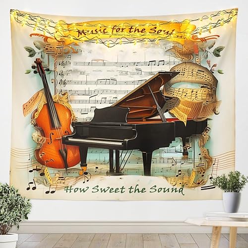 Castle Fairy Tapiz de violonchelo de piano, arte para colgar en la pared para niños, niñas, niños y adultos, decoración de habitación de estilo