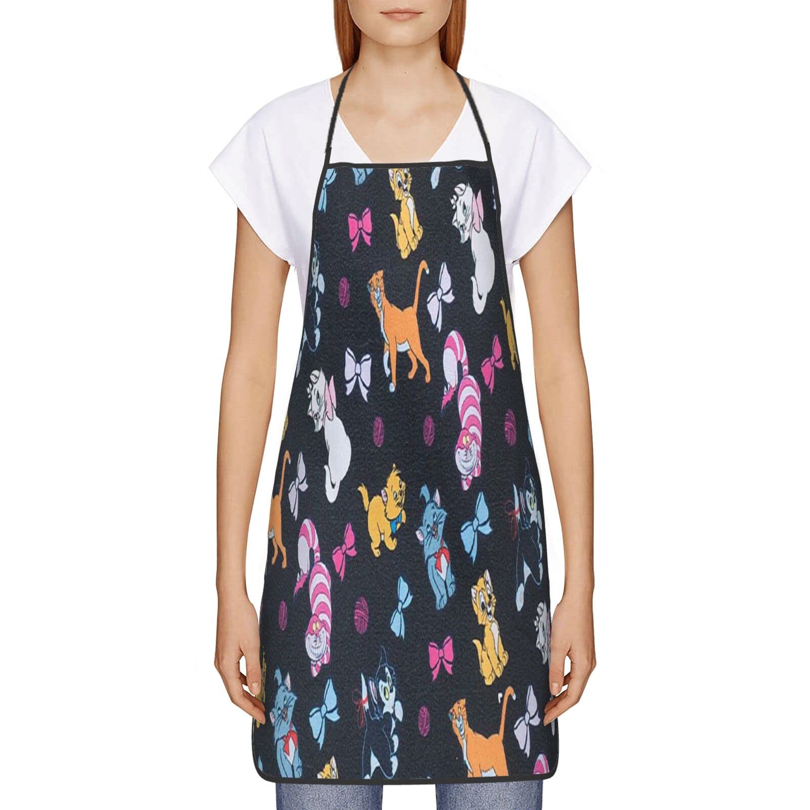 QQIAEJIA Delantal estampado de perro para mujer, delantales de cocina impermeables, Gato de dibujos animados., Talla única