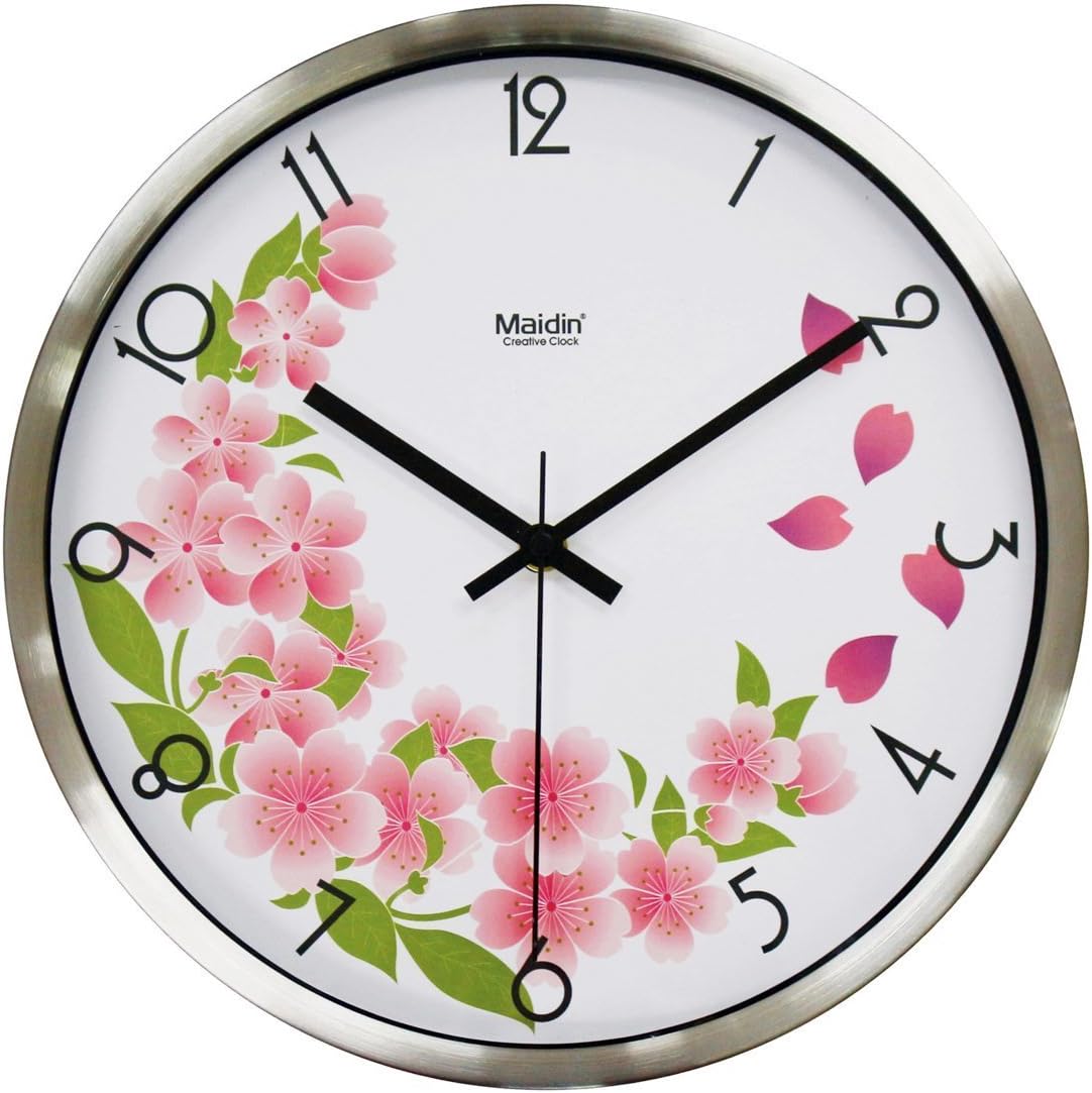 Maidin 12" Floral Non Ticking Silent Wall Clock - 12" Flower Loop