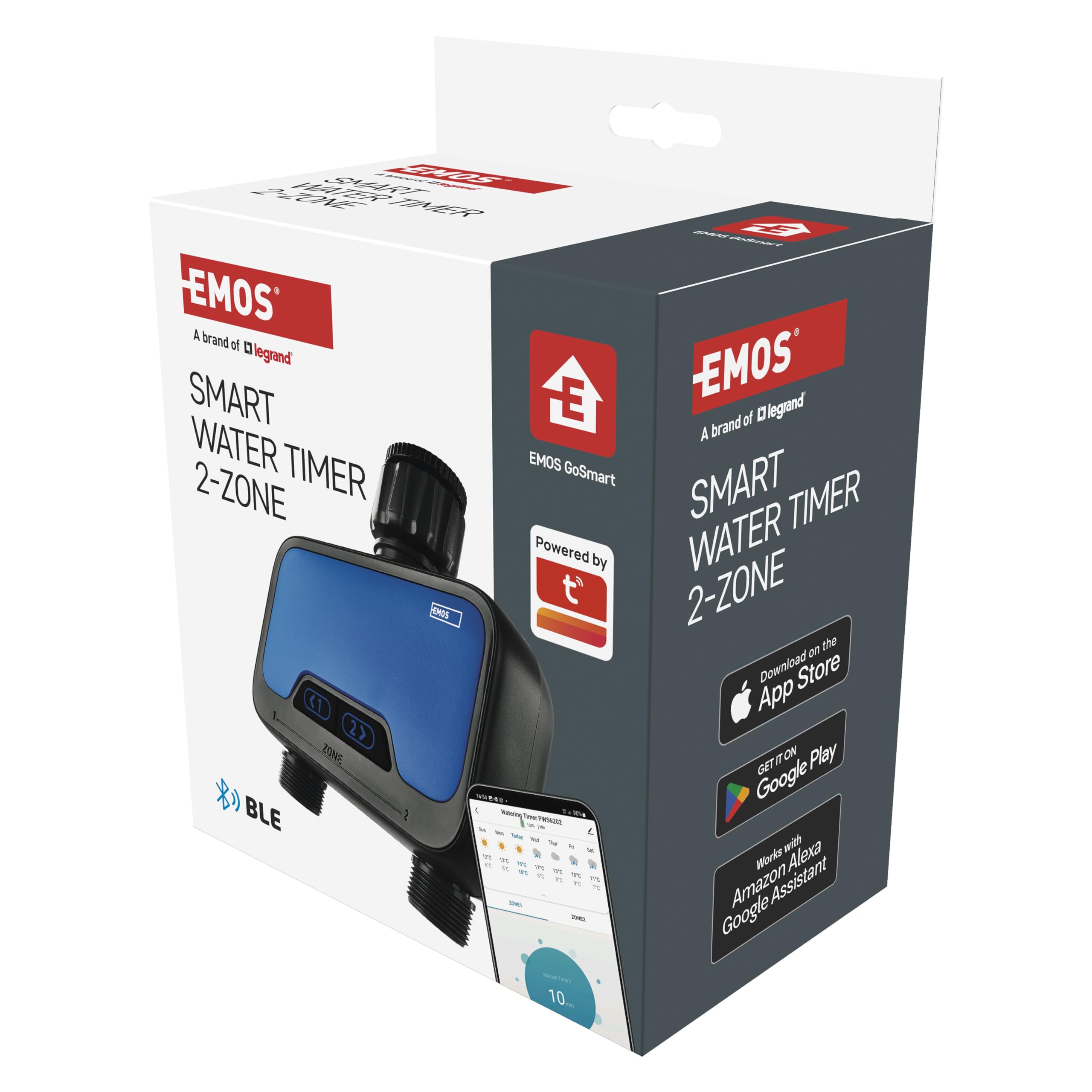 EMOS - Reloj inteligente de riego con 2 salidas con aplicación, Bluetooth - Requiere concentrador ZigBee - Funciona con pilas - Control de riego automatizado 1min-24h, 8bar, 35l/min - para roscas de 1