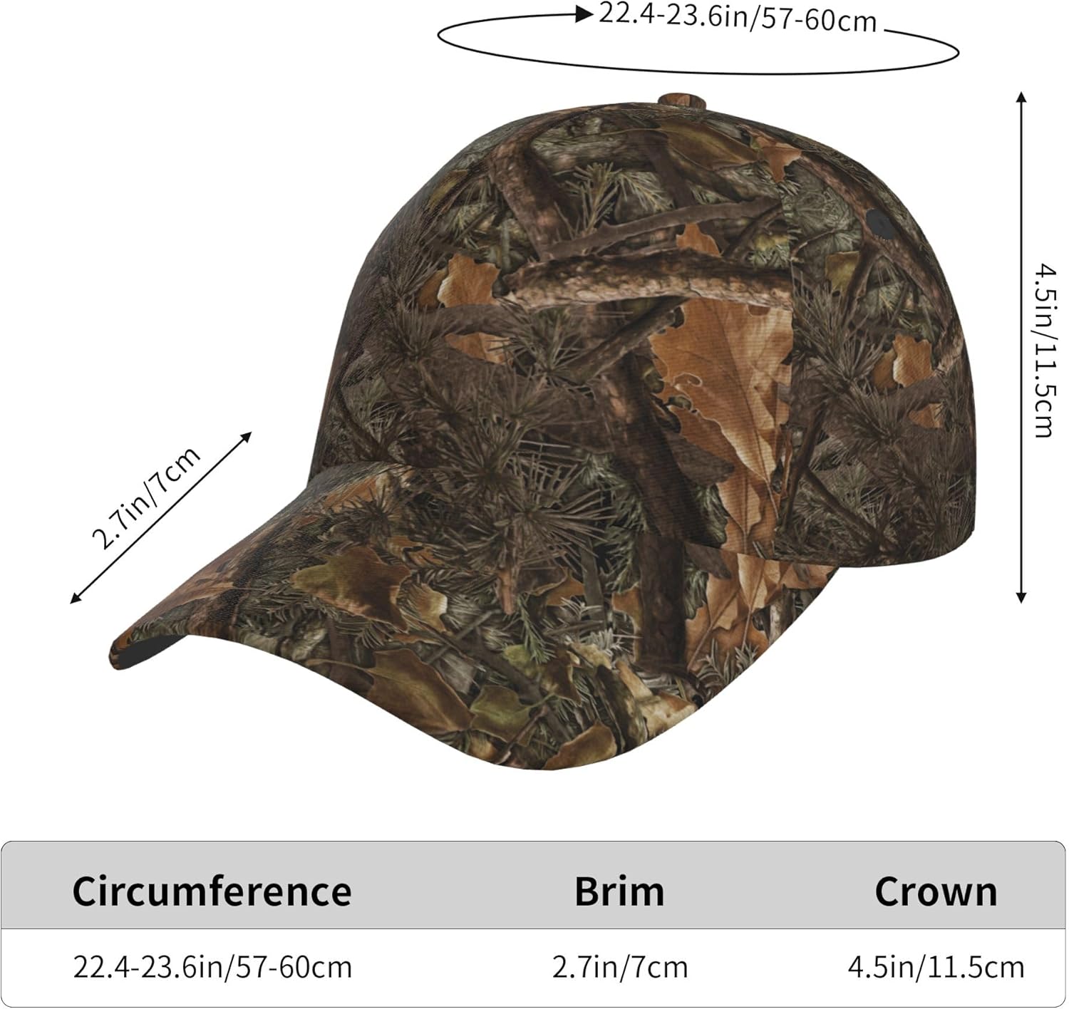 Camo Baseball Cap Adjustable Camouflage Hat Unisex Fishing Hat for Outdoor Sports One Size - Image 2