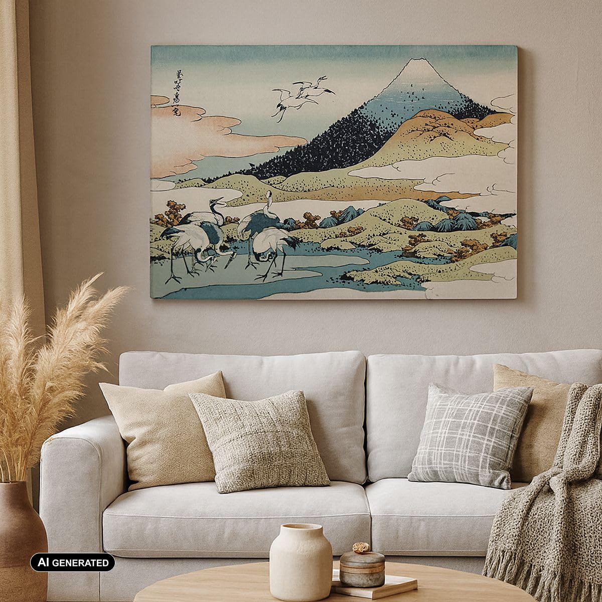 Lienzos decorativos 100x70cm Cuadro Sobre Lienzo Moderno Japón Grullas Imagen Grande Dormitorio Cocina Cuadros Pared Imágenes Cuadros Decoracion Salon Wall Art Prints Decor Canvas AA100x70-4541