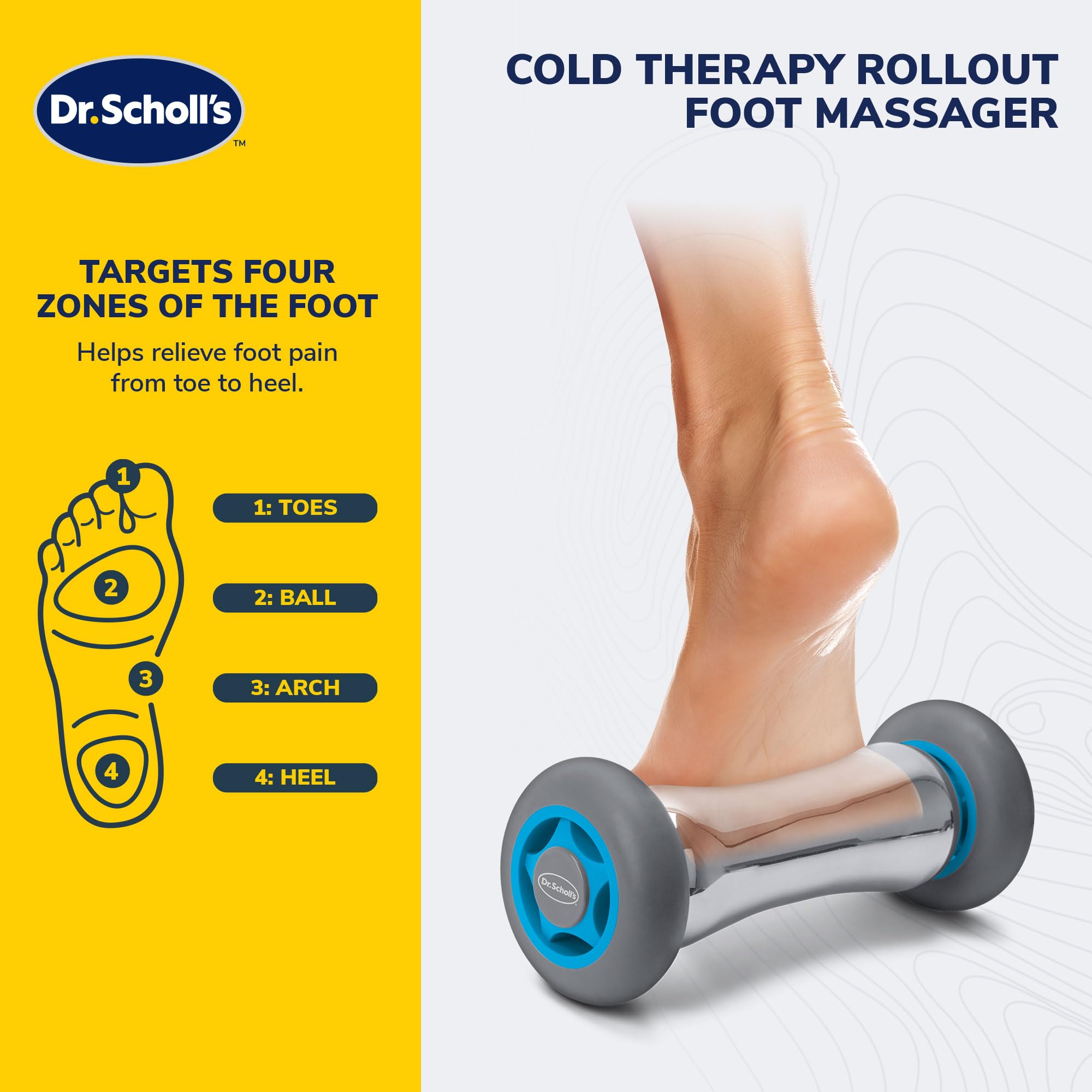Amazon.com: Dr. Scholl's Cold Therapy Foot Massage Roller -Tissue Massage,  Muscle Tension, Heel Spurs, Plantar Fasciitis, Sore & Tired Feet : Health &  Household