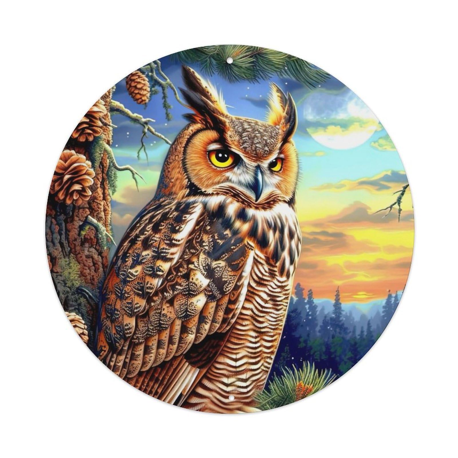 Animal Owl in The Tree Metal Tin Sign