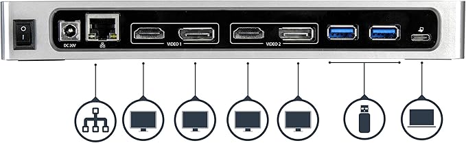 Dock USB-C & USB-A StarTech.com Dual Monitor 4K 60Hz DisplayPort HDMI miniatura 5
