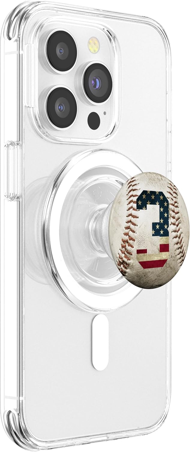 Baseball number 3 with American USA flag phone stand PopSockets PopGrip for MagSafe