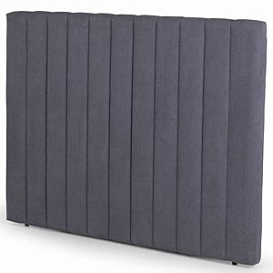 BUDWING Florance Cabecero de Cama Tapizado 140/160 cm con Rayas Extra Confort – para Camas de 90 a 160 cm – Tapizado hasta el Suelo en Tejido Suave – 140x120 cm – Antracita