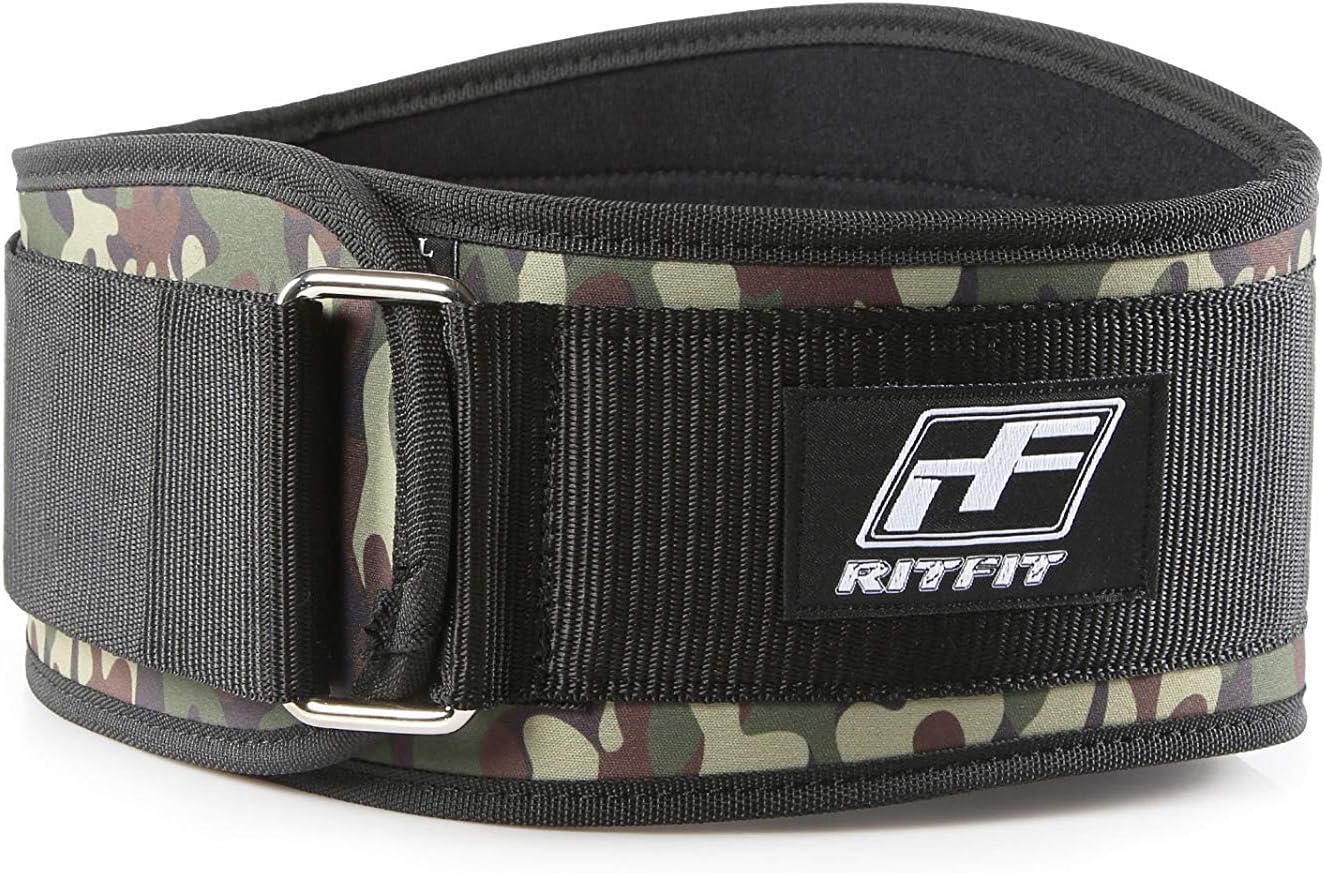 RitFit Weight Lifting Belt - Great for Squats, Lunges, Deadlift, Thrusters - Men and Women - 6 Inch Black/Camouflage (Camouflage, L(37-43''))