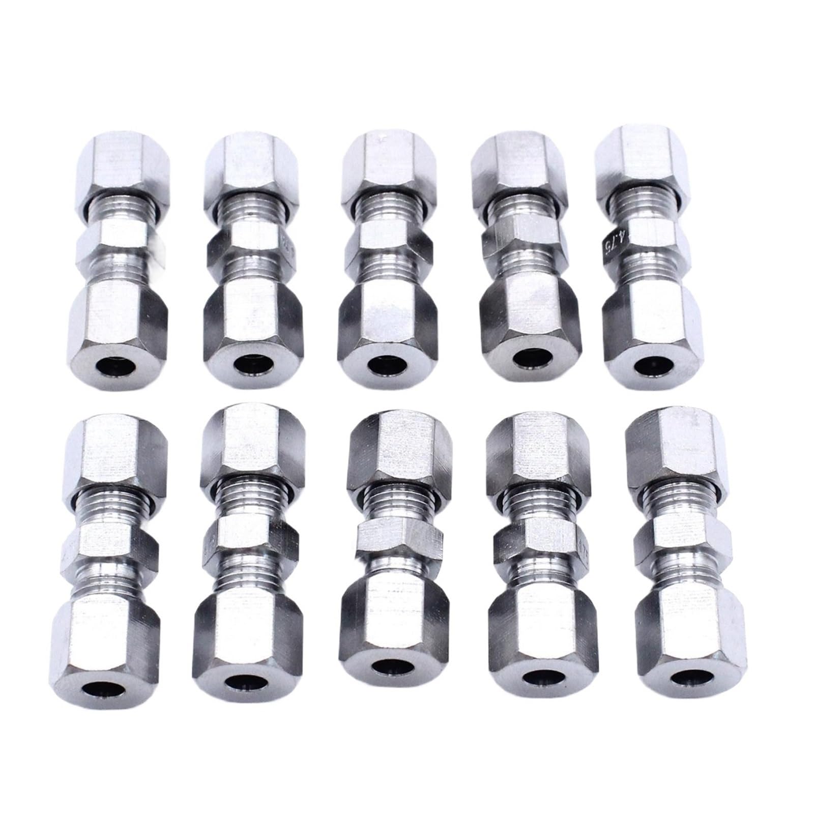 Maryear One Color Brake Line Fittings 10Pcs Brake Line Union Fittings Straight Reducer Compression Kit Connector 3/16" Od Hydraulic Lines Pipe