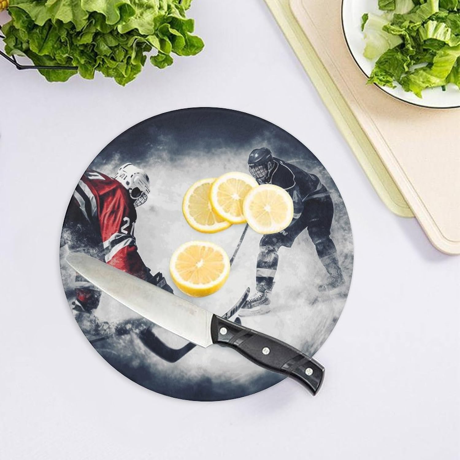 Ice Hockey Art Tempered Glass Cutting Boards for Kitchen image 4