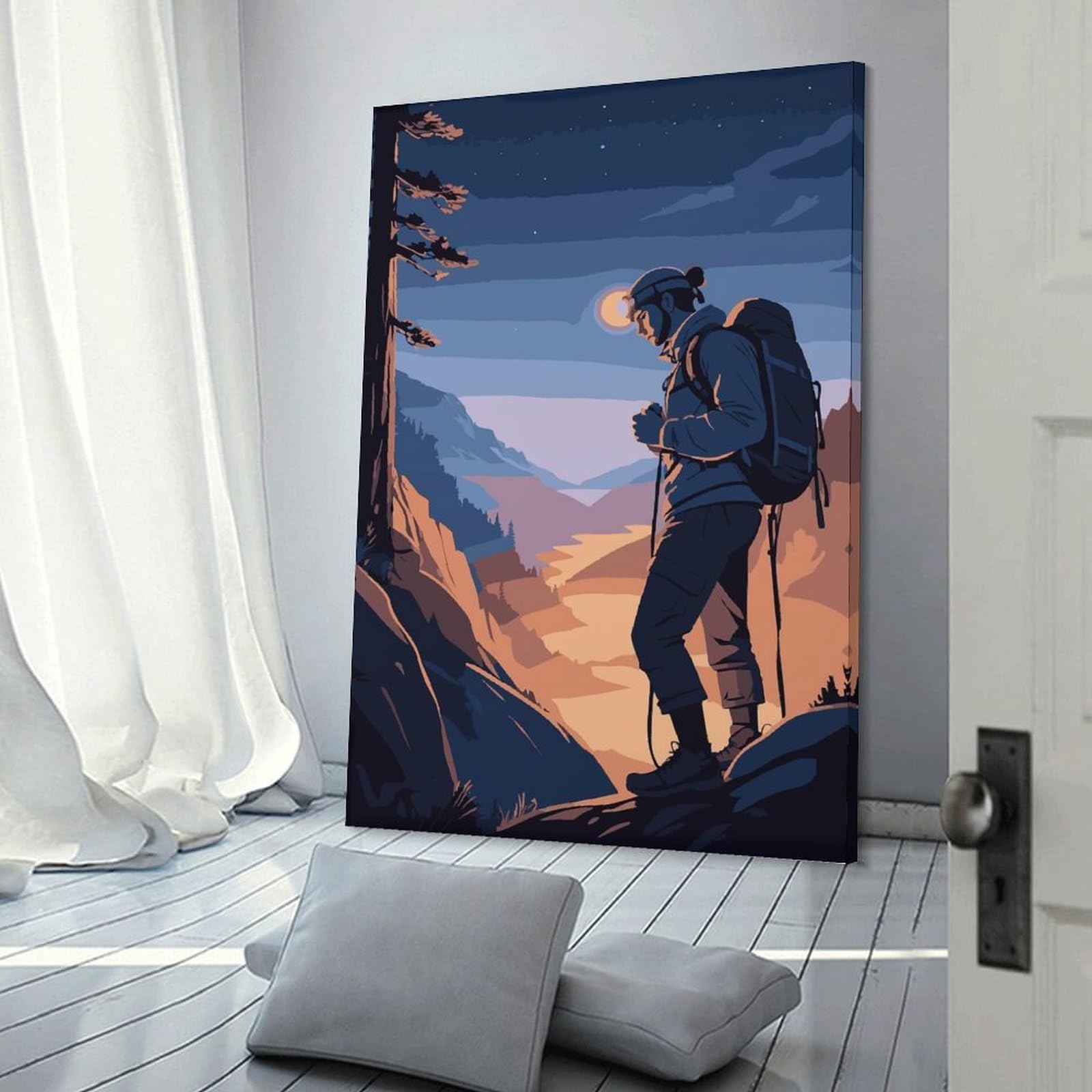 Junmoney Decorative Canvas Print Hiker at Dusk, 20x30inch(50x75cm), for Home Office, Desk Area Or Studio, Home Office Artwork with Decorative Appeal