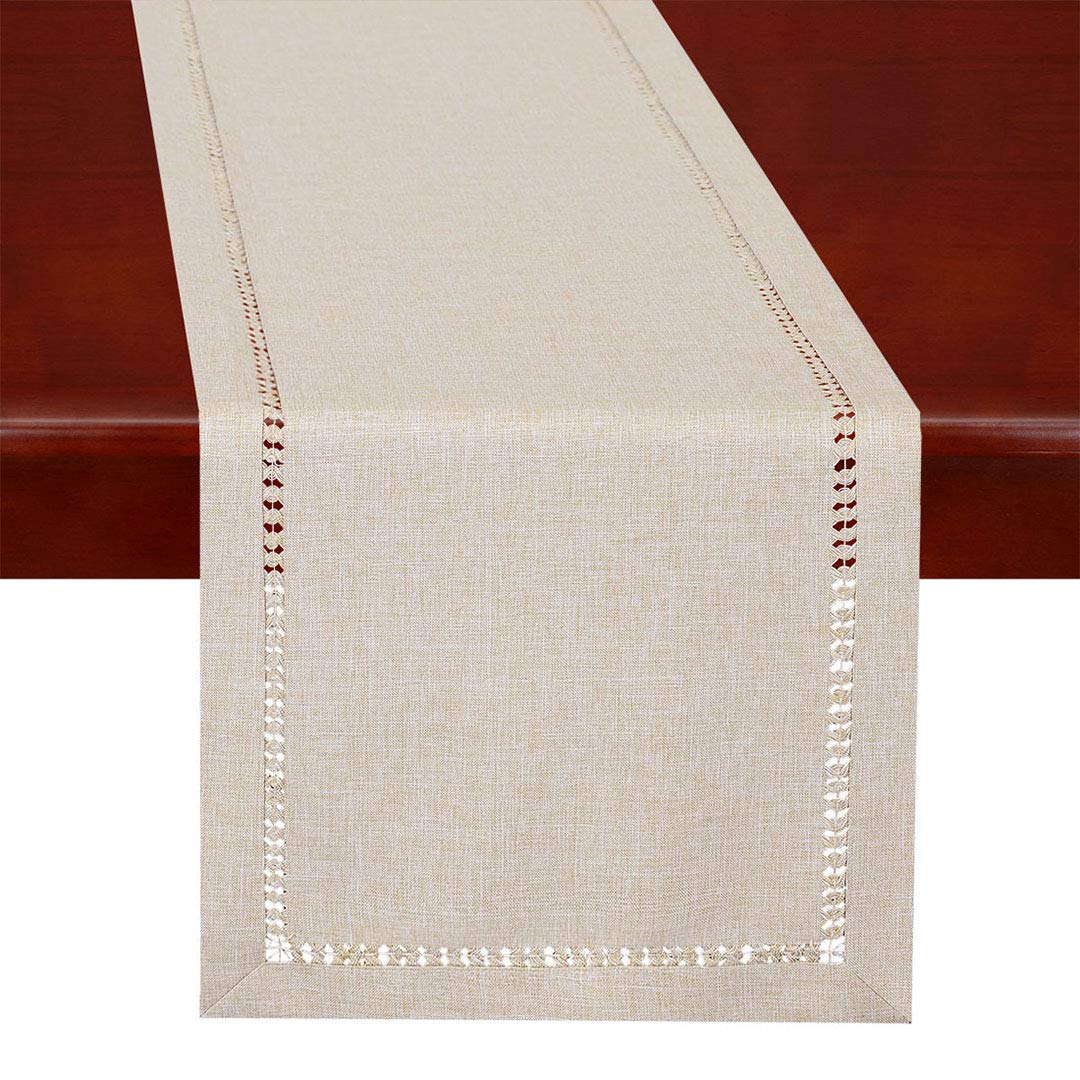 Grelucgo Camino de mesa rectangular hecho a mano, con vainica, de poliéster.