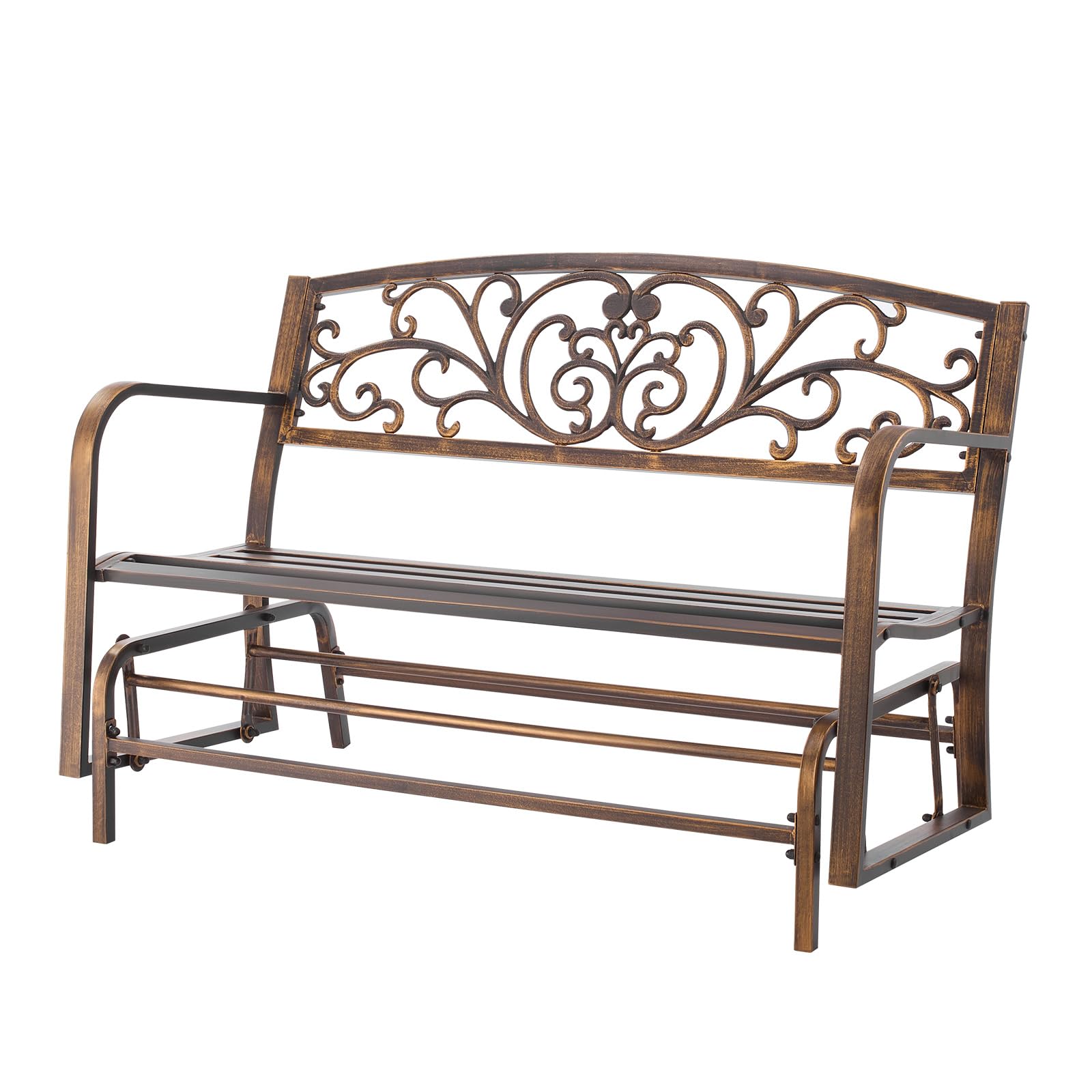 VEVOR Panca da Esterno, 127 cm, Struttura in Acciaio al Carbonio con Schienale in Ghisa e Braccioli con Bordo Arrotondato, Panca da Esterno Resistente alle Intemperie per Patio, Giardino, Parco