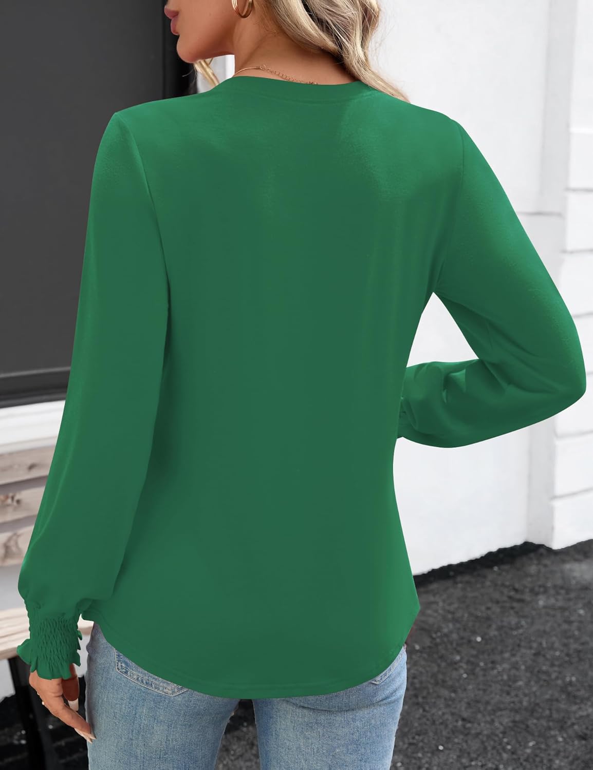 Ivicoer Long Sleeve Shirts for Women V Neck Pleated Blouses for Women Dressy Casual Fall Ladies Top 2025 - Image 6