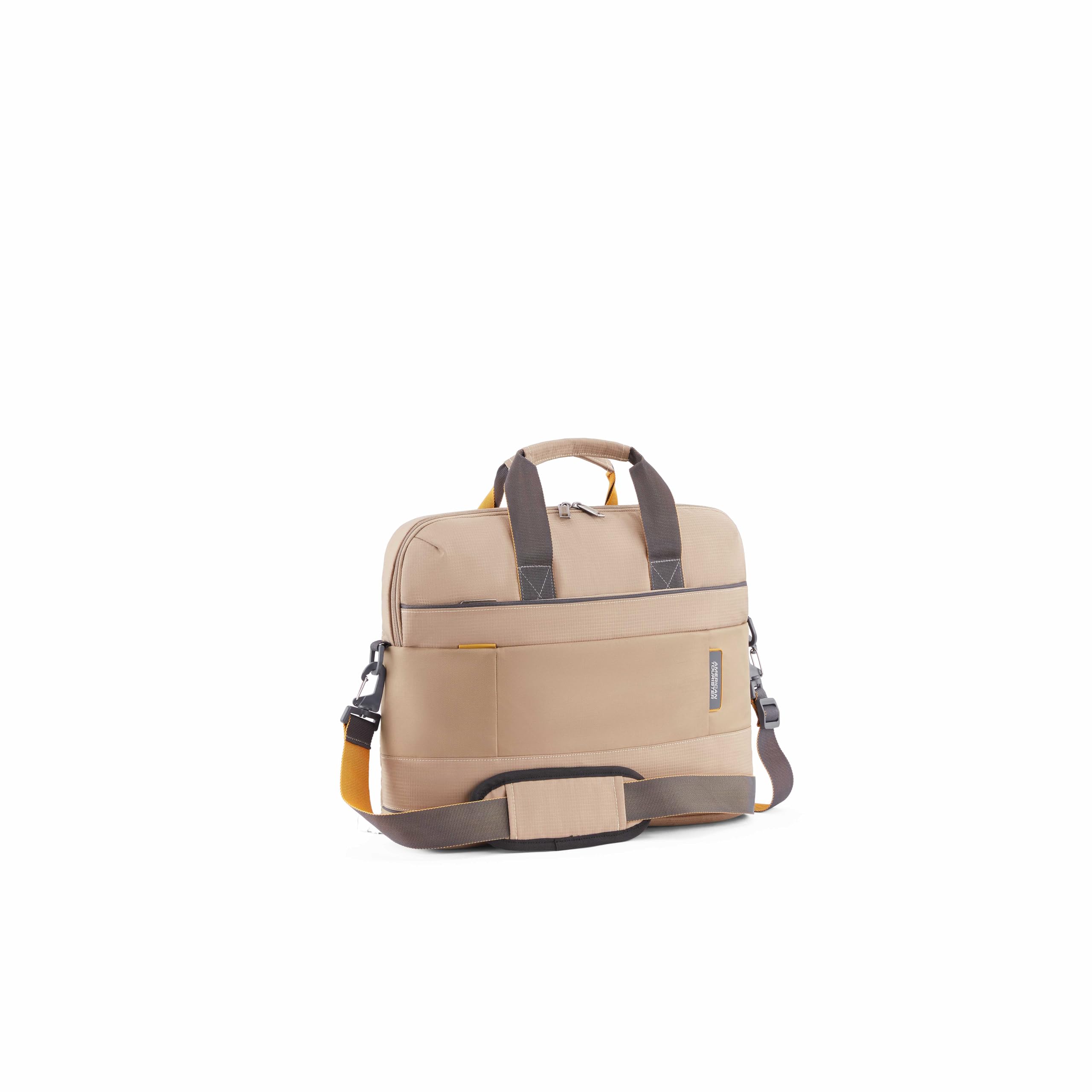 American Tourister Urban Biz Office Briefcase | 2 Compartments | Front Quick-Access Pocket | Messenger Bag for Business | Adjustable & Detachable Shoulder Strap | Beige