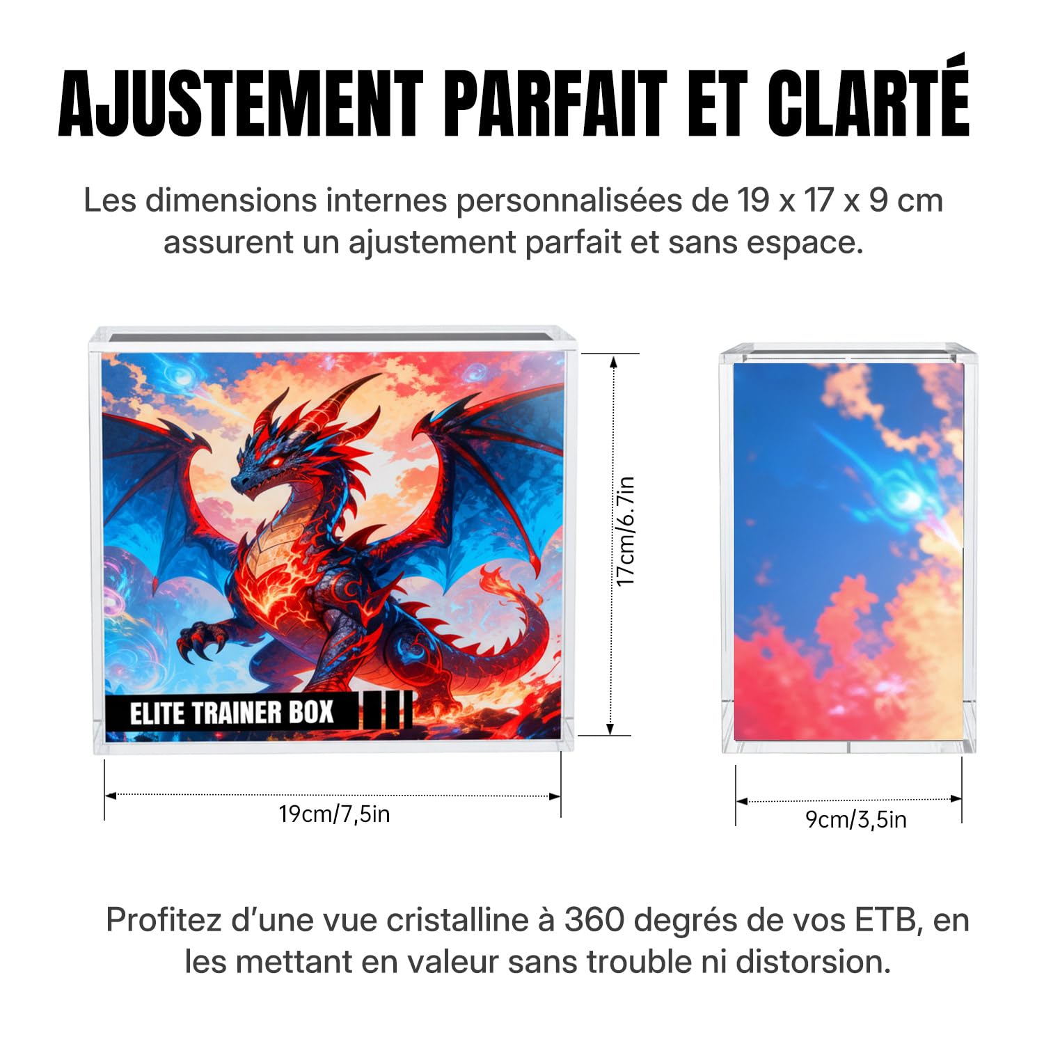 Wigearss Boîte Magnétique de Protection pour Pokémon ETB, Boîte de Rangement en Acrylique Compatible avec Pokémon Elite Trainer Box