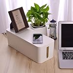 Boîte de gestion de câble, grand organisateur de cordon pour cacher la bande de puissance & Sous le bureau, TV Hider de fils d'ordinateur avec clips de câble & Cravates réutilisables pour le ménage/bureau (blanc)