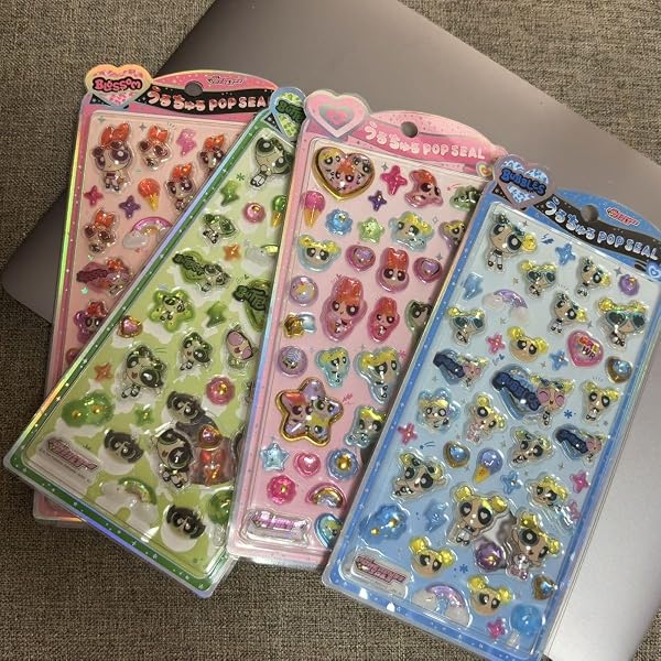 3枚セットパワパフシール ぱわぱふガールズ シール 3D手帳 デコ ギフト ステッカー 立体レリーフデザイン 携帯電話飾り用 DIY用 手帳用 貼り付け可能 手芸用品大容量 スマホケース 手帳 diy 贈り物ごほうび (SX16) - 5