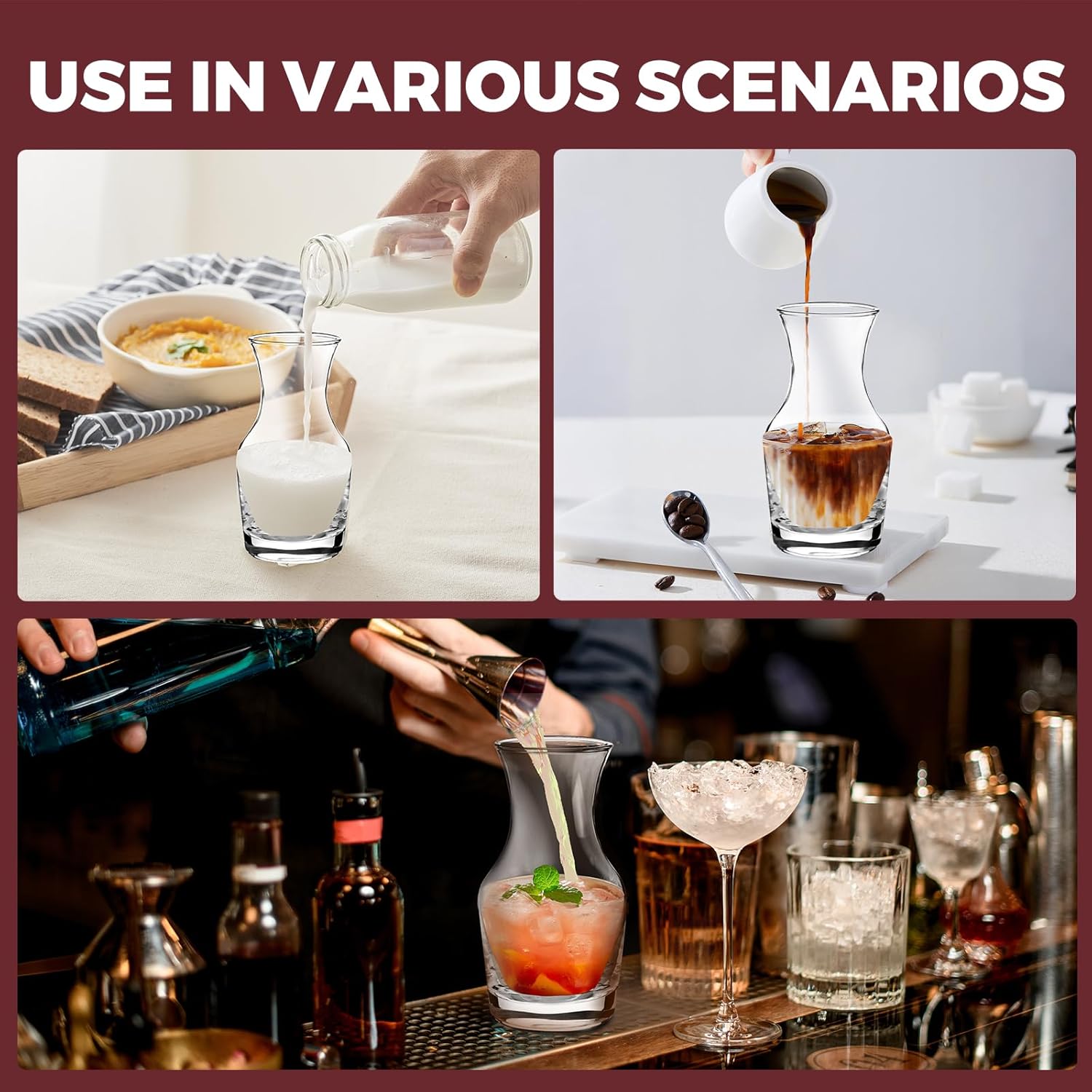 Jarsoph Set of 12 Single Serving Wine Carafe Individual Glass Decanter 6.5oz Mini Refill Decanters for Dinner Parties Tastings Bars Restaurants - Image 5