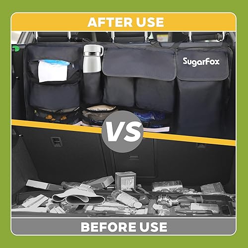 Miniatura 6 de Organizador de maletero colgante para asiento trasero para SUV, automóviles, camiones y MPV  Almacenamiento de múltiples bolsillos con correas