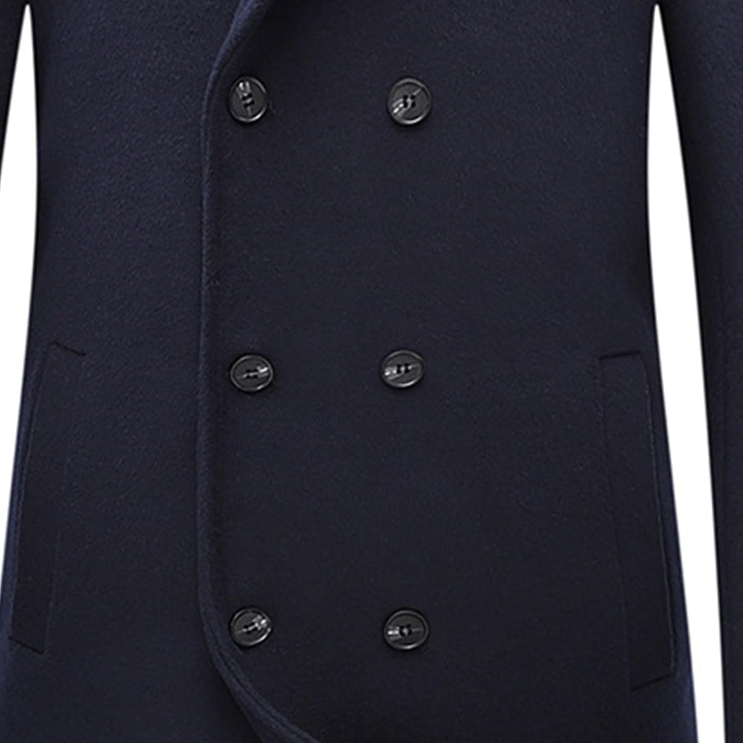 Maiyifu-GJ Men's Notched Collar Wool Blend Coat Winter Quilted Lined Pea Coats Double Breasted Slim Fit Trench Jacket