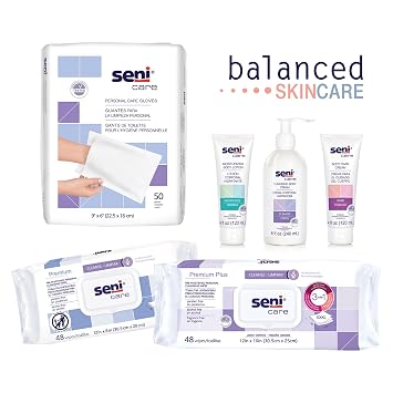 Seni Care Premium Plus Pre-Moistened Personal Cleansing Wipes for Large Surfaces (12 x 8), 48 Count (1 Pack of 48 Wipes), Disposable