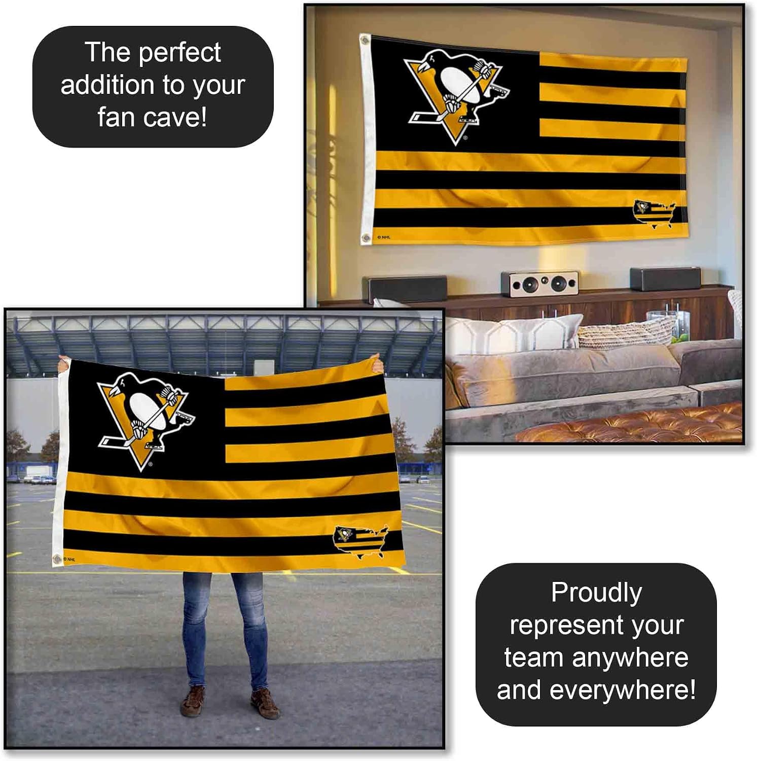 WinCraft Pittsburgh Penguins American Nation 3x5 Flag